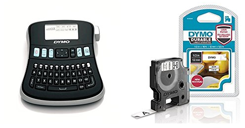 Dymo LabelManager 210D Professionelles Beschriftungsgerät + Dymo 1978364 D1 Hochleistungs-Etikettenband (für LabelManager-Etikettendrucker, schwarz auf weiß, 12 mm B x 5,5 m L) 1 Kassette