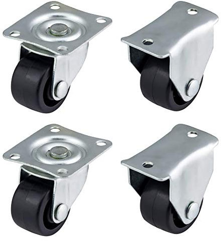 Cantidad. 4 ruedas giratorias y fijas de Bulldog Castors, de plástico, de 32 mm, con frenos, ruedas pequeñas para muebles, aparatos y equipo