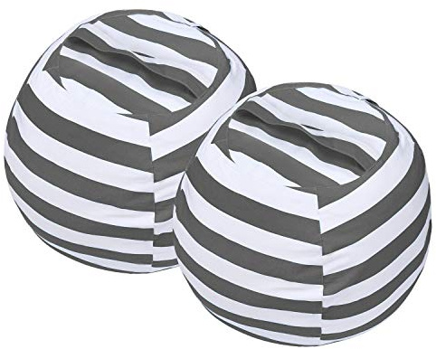 Miaowater 2 PCS Stuffed Animal Storage Bean Bag Chair Cover, Cotton Canvas Beanbag with Zipper for Organizing Kid's and Adults Room Grey 24