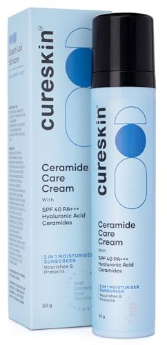 Cureskin Crème hydratante visage aux céramides SPF 40 PA+++ réparatrice de la barrière cutanée pour hommes et femmes, Crème anti-âge pour hommes et femmes