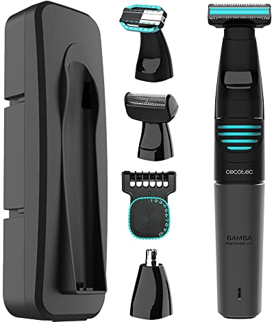 Cecotec Afeitadora Multifunción 5 en 1 Bamba PrecisionCare Extreme 5in1. Batería de Litio, Cuerpo y Rostro, Waterproof, Fácil limpieza IPX5, Autonomía 60 min, Incluye Cabezal Afeitado laminado