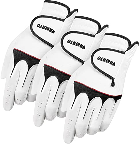yamato Golfhandschuhe für Herren, 3 Stück, für Golfer (auf der linken Hand getragen), Golfhandschuh, atmungsaktiv, bequeme Passform, tolles Golf-Geschenk (modern, mittel)