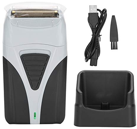 Elektrischer Rasierer, Wiederaufladbar Folienrasierer Elektrischer Rasierapparat Trimmer mit Ladestation und zweigleisiger Klinge für Männer Travel Home Use
