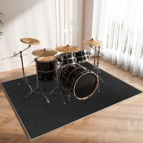 CDVR Schlagzeugteppich 200 x 160 cm Drum Teppich, Schallschutz Teppichmatte, rutschfeste Schallschutzmatte Trommelmatte, Schallschutzteppich Für Bassdrum-Snare für Instrumente Teppich, Schwarz