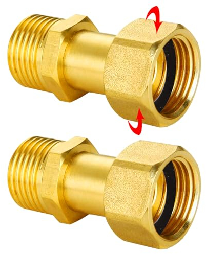 2 pièces Raccord en laiton Les deux côtés sont identiques G1/2 x G1/2 mâle x femelle (M Ø 20,3mm x F Ø 19,5mm),DN15,Laiton Raccord mobile Passage G1/2 avec joint d'étanchéité