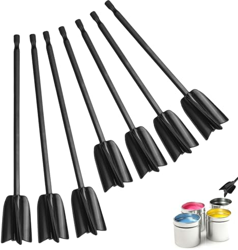 Lot de 7 Melangeur Peinture, Mélangeur de Resine Epoxy, Palettes de Mélangeur de Peinture Réutilisables, Outil de Mélange pour Mélanger la Résine Époxy, la Peinture en Céramique - Noir