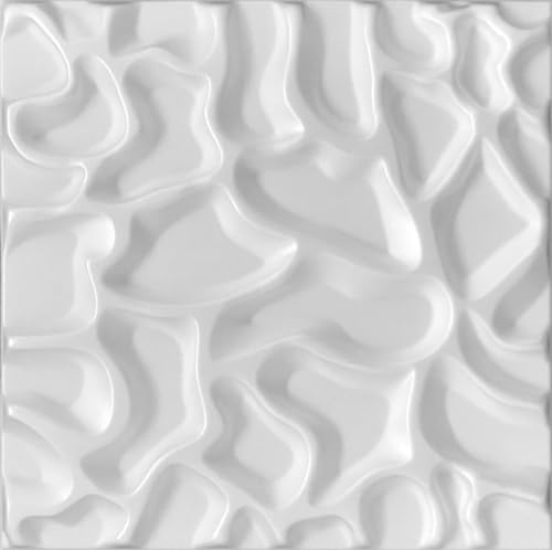 Deccart - 3D Wandpaneele 50x50 cm - Paneele Wand Wall Panels Deko Wandverkleidung Innen Panel Deckenverkleidung Decke Deckenpaneele Platten Styropor EPS-Polystyrol Lake 12 m², 48 Stück,weiß
