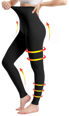 Medical Compression Pantyhose for Women & Men, 20-30mmHg Graduated Support Tights, Opaque Footless High Waist Tights, Graduated Tights for Varicose Veins, Edema, Deep, Thrombosis , During(Black, XL)