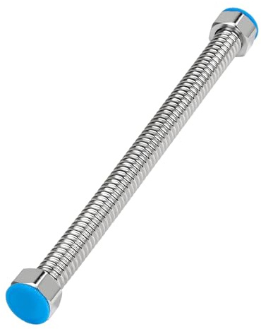 SWAWIS 28 cm 3/4 tum flexibel anslutningsrör, flexibel slang i rostfritt stål med silikontätning för varmvattenberedare toalettbadkar och kranar
