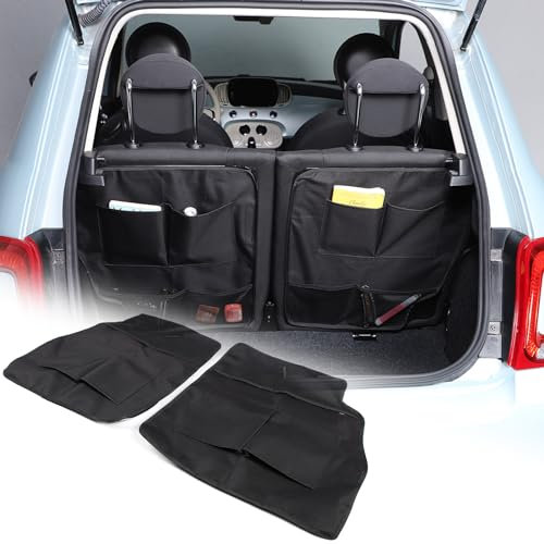 METYOUCAR Organiseur de coffre de voiture pour Fiat 500 2016-2025 - Organiseur de dossier de siège de voiture multi-poches pliable pour housse de siège arrière de voiture, organiseurs de coffre de