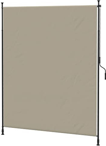 Outsunny Store Vertical avec manivelle sans perçage Brise-Vue de Balcon Cadre en Aluminium Protection UV pour terrasse, Balcon, 200 x 305 cm Sable