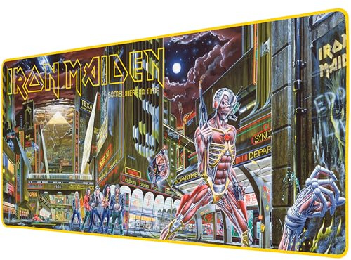 Subsonic - Iron Maiden XXL Mauspad 90 x 40 cm - Schreibtischunterlage mit Anti-Rutsch-Unterlage, Gaming-Mauspad - Offiziell lizenziert | Officiell licens, skrivbordsmatta med slät yta optimerad för mussensorer, halkfri spelmusmatta bas och sydda kanter