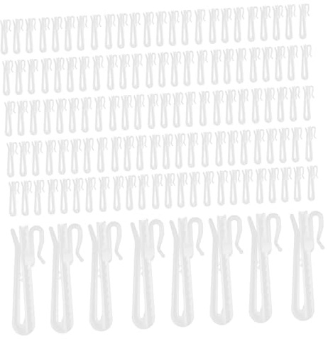 FIXOSHEE 100 Piezas Ganchos de Plástico Ajustables para Cortinas Unidades Ganchos Extensibles para Colgar Visillos y Cortinas de Ducha Accesorios Prácticos para Ventanas y Hogar