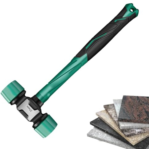 Gummiklubbhammare – 29 x 9 x 2,7 cm massiva gummihammare, slitstark glidfritt hammarhuvud, ergonomiskt grepphandtagsverktyg | Dubbelsidig mjuk ansiktsklubba för möbelmontering, tältpinnar, klädsel och