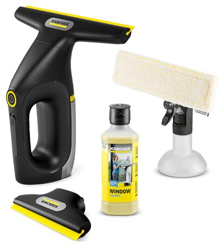 KÄRCHER lavavetri a batteria WV 2 Universal Precision+ Black, autonomia: 35 min, serbatoio: 120 ml, 2 labbra di aspirazione, flacone spray e panno in microfibra, detergente per vetri 20 ml