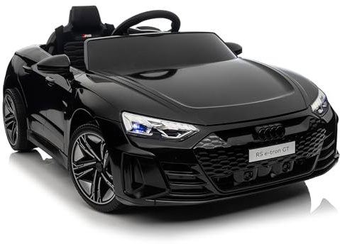 Bonnlo Kinder Elektroauto Audi TT RS e-tron GT, Elektro Kinderauto für Kinder mit 2,4 GHz Fernbedienung, Batterie 12V - 4.5A (Schwarz)
