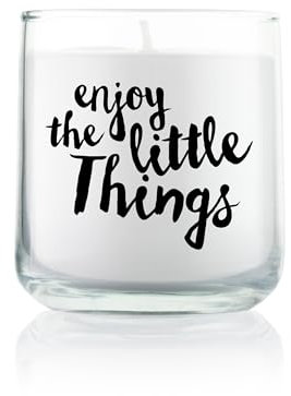 FEEL GOOD CANDLE - Scented candle in glass - candle with motif as a gift for women and for decoration (Enjoy the Little Things, Cinnamon - Orange)