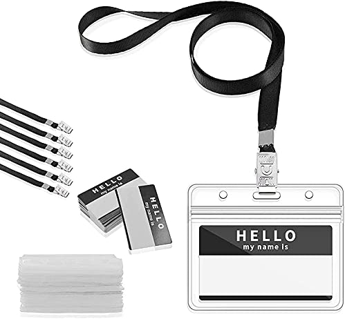 Gimars 50-Set Kartenhalter mit band, Ausweishülle mit Schlüsselband, Ausweishalter Kartenhülle Ausweishülle Lanyard für Business, Ausstellung und Büro (Schwarz)