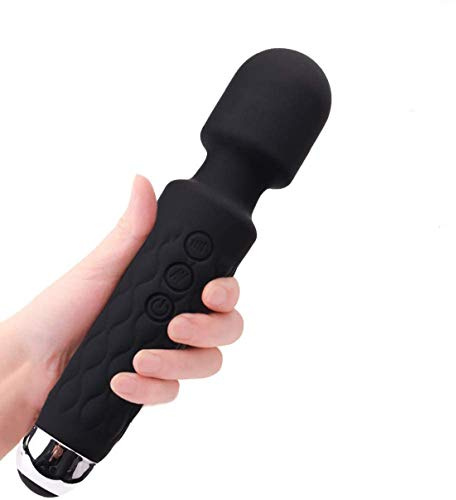 Masajeador personal de varita para mujer, masajeador impermeable inalámbrico de mano, 8 potentes velocidades, 20 modos de vibración, masajeador portátil recargable por USB, para recuperación deportiva