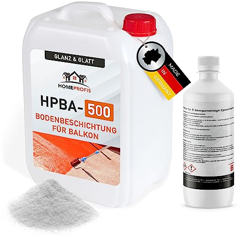 Home Profis® glänzender Balkonboden inkl. Glasperlen (25m²) | 30 Farben | Beton, Estrich & Fliesen | Flüssigkunststoff Außen | 2K Epoxidharz Bodenbeschichtung | RAL 7023 Betongrau | HPBA-500
