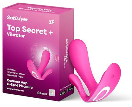 Satisfyer Top Secret+ | Vibrador Bluetooth Portátil | Control por App | 2 Motores | Estimulación Punto G y Anal | Juguetes Sexuales para Parejas y Mujeres | Vibrador Silencioso y Potente | Rosa