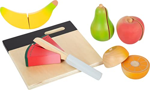 small foot Schneide-Set Obst fresh aus Holz, Lebensmittel für Kinderküche, Rollenspielzeug ab 2 Jahren, 12330
