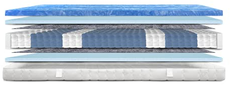 AM Qualitätsmatratzen - Gelschaum-Matratze 160x200cm H2 - Taschenfederkernmatratze Gelschaum 160 x 200 - Matratze mit integrierter 6cm Gelschaumauflage - 24cm Höhe - Made in Germany