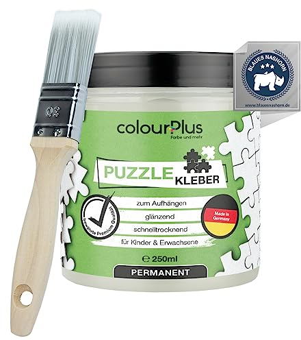 colourPlus® Puzzlekleber (250ml XL Puzzle Glue) hochtransparenter Puzzle Conserver - Kinder und Erwachsenen Puzzle kleben - Puzzlekleber Set - Puzzle fixieren - Made in Germany