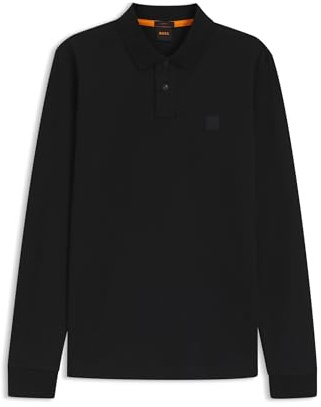 BOSS Mens Passerby Stretch-Cotton Slim-fit Polo Shirt with Logo Patch