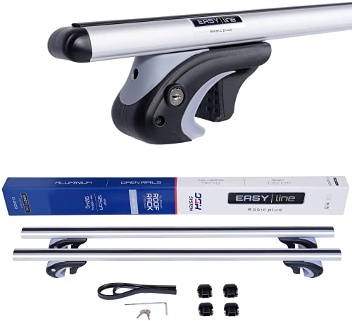 DGH SYSTEM Kompletter Aluminium-Dachträger Relingträger Easy Line Basic Plus 135 cm kompatibel mit Volkswagen Touran II 5T MPV 2015- mit offener Dachreling, abschließbar, Nutzlast 90 kg