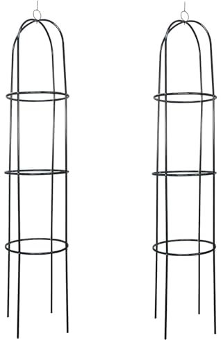 Lot de 2 treillis obélisques de jardin pour plantes grimpantes - Grand support pour plantes grimpantes - Cadre en métal de 1,9 m de haut - Pour plantes grimpantes