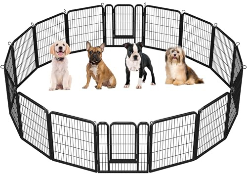 Yaheetech Parc pour Chiens 16 Panneaux Cage Chenils Chien Enclos en métal 80 cm de Hauteur Clôture pour Chiot Rongeur Lapin Barriere Chien avec Sac de Rangement