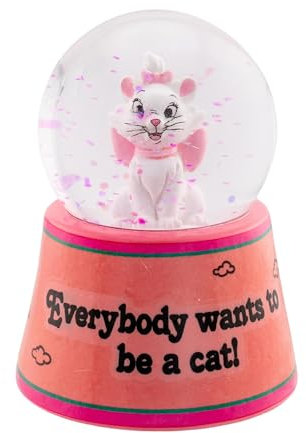 Silver Buffalo boule à neige lumineuse Classique avec Marie des Aristochats de Disney, 7,6 cm de haut, Rose