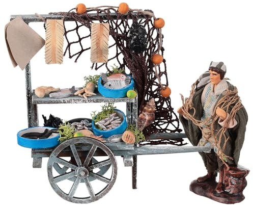 Holyart Charrette du poissonnier 10 cm crèche napolitaine