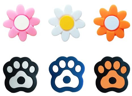 WLICCHS 6 Stück Tennis Dämpfer, Tennis Vibrationsdämpfer, Dämpfer Tennisschläger, Silikon Schläger-Stoßdämpfer für Tennisschläger Badmintonschläger Squashschläger, Blütenform, Katzenkrallenform