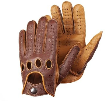 Hugnant Autohandschuhe aus Hirschleder für Herren Handgenäht Cognac Tan (Cognac Tan, 9.5)