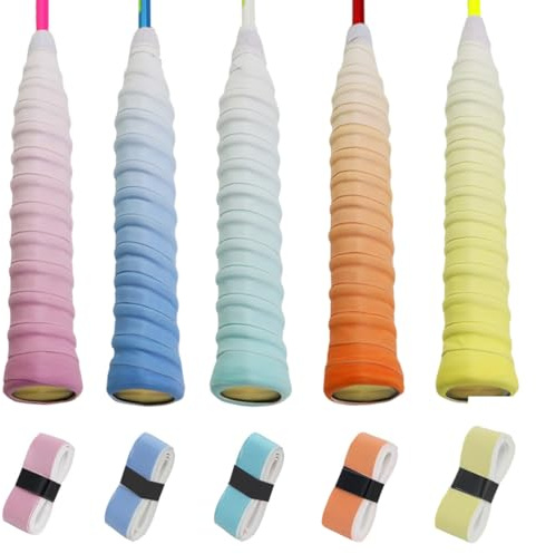 RTRTGS 5 pezzi Nastro Grip per Racchetta, autoadesivo e antiscivolo, Racchette da Tennis, Badminton e Padel, Overgrip e Nastro Adesivo per Racchetta da Tennis (anti vibrazione racchetta tennis)