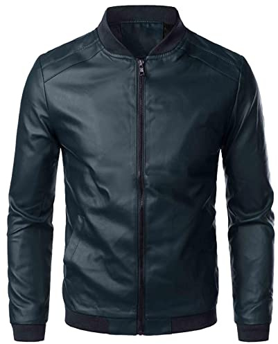 Giacca di Pelle Uomo, Giacca Tuta da Moto Giacca per Il Tempo Libero All'aperto Vintage Antivento Cappotto con Cerniera Giubbotto da Moto Giacca Estiva alla Moda, Classica, Nero