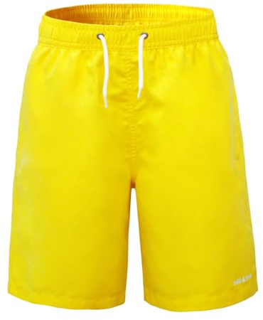 Hill & Sea Bañador para niño, pantalón Corto de Surf de Secado rápido, Transpirable, Repelente al Agua, con Forro de Malla, Bolsillos y cordón Ajustable, Amarillo 164
