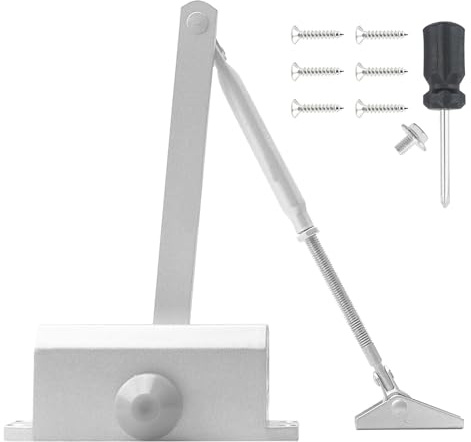 COEWUR Cierrapuertas Automático Pequeño Ajustable Cierra Puertas Automatico Hidraulico para Hogar y Comercial Puerta de 25-40KG Ancho 1000MM (Plata)