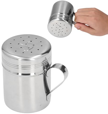 Shaker per condimenti 2 pezzi, dispenser per condimenti in acciaio inossidabile struttura compatta dispenser per condimenti utensile da con manico per