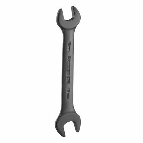 HARFINGTON 1pcs Thick Double Open End Wrench 16mm x 18mm Metric Dual Open Ended Spanner Flat Head Wrench for Automotive Repair Furniture Assembly, Black