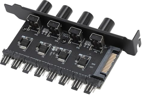 Dpofirs Controller di velocità della Ventola di Raffreddamento per PC, 4pin 3pin PC 8 Hub Ventilatore Riduci il Consumo di Energia per VGA