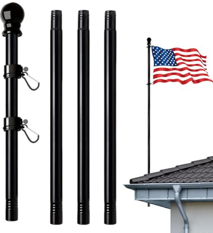 Mástil De Bandera Para Exterior | Con Anillos Giratorios De 360° De Acero Inoxidable De 180 Cm | Para Bandera Y Estandarte De Porche Exterior - Para Porche Garaje Jardín Patio Valla Residencial