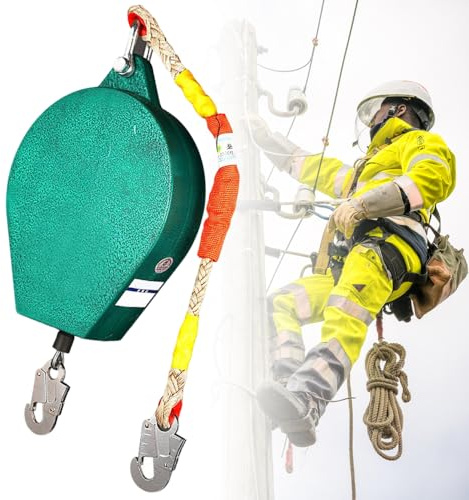 Lifeline auto-retrattile, set di protezione anticaduta retrattile da 10 m, protezione anticaduta ad alta quota, con doppia struttura di bloccaggio, linea di vita retrattile portatile per tetto e