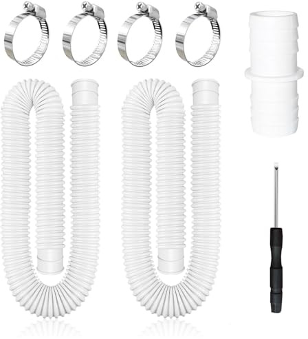 VOIDHUES 2 tubi per piscina da 32 mm, per pompa da piscina, con 4 clip di sicurezza e 1 connettore per tubo da 100 cm, adatto per piscine e filtri (bianco)