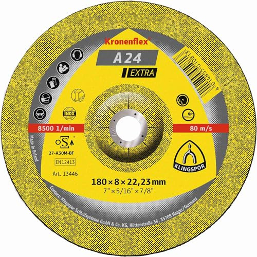 Klingspor A 24 EX Lot de 10 disques à ébarber coudés 230 x 8 x 22,23 mm pour disqueuse