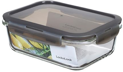 LocknLock OVEN GLASS Frischhaltedosen Glas mit Deckel | 1,0 L | 200 x 152 x 74 mm | Kühlschrank, Gefriertruhe & Spülmaschine | Borosilikat-Glas bis 400°C ofenfest | Mikrowellengeschirr mit Deckel