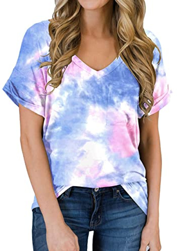 MIHOLL Women's Short Sleeve Shirts Summer Loose Casual T-Shirt Tops Everyday Outfit