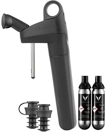 Coravin - Pivot + Weinkonservierungssystem | Hält Wein bis zu 4 Wochen Frisch | Inkl. Belüfter, 2 Stopfen & 2 Argonkapseln - Schwarz